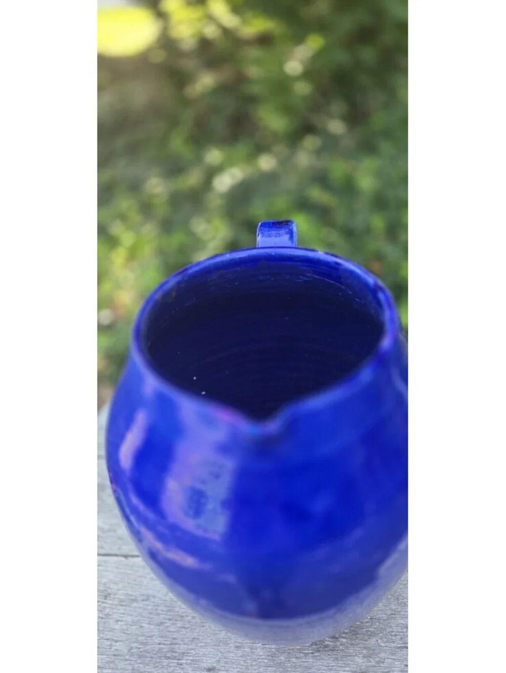 Cobalt Blue Pottery Vase Handmade In Portugal Vase 13X11 Inches 1 Chip